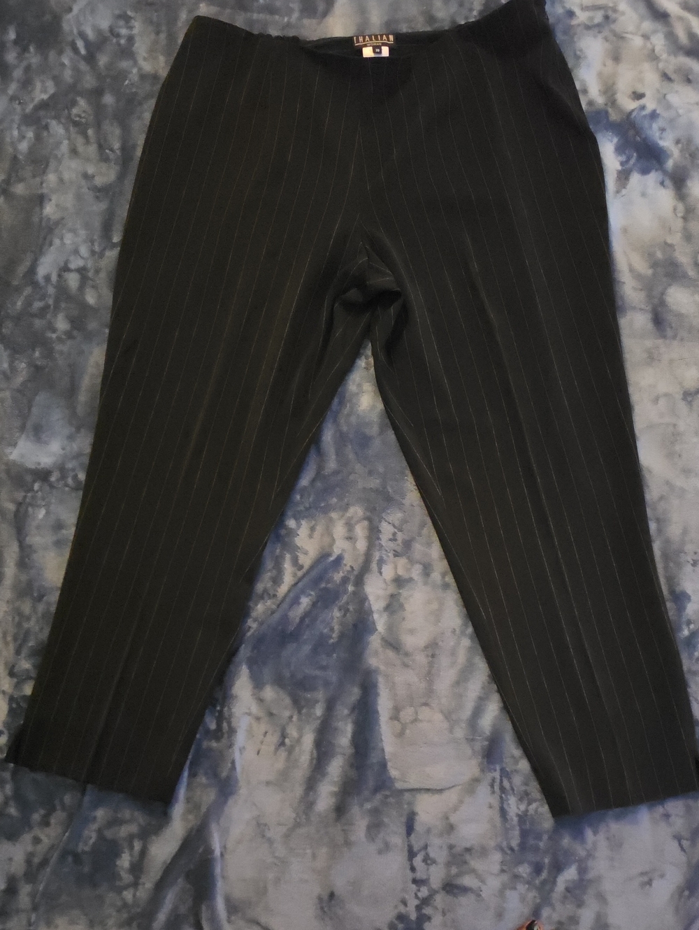 Thalian Black Pinstripe Straight-Leg Women's Pants